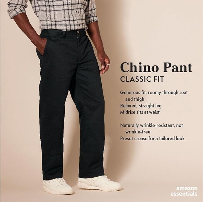 Amazon Essentials Men's Classic Chino Pant (Available in Big & Tall)