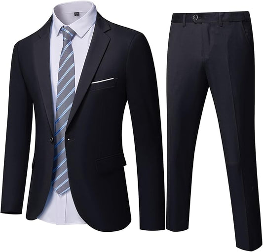 YND Herren Slim-Fit 2-teiliger Anzug