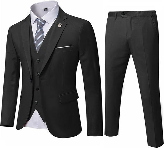 MY'S Herren 3-teiliger Slim-Fit-Anzug