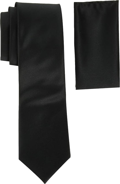 Stacy Adams Men's Satin Black Tie Set