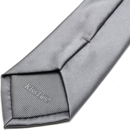 KissTies Solid Satin Gray Men's Tie