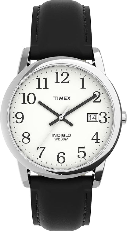 Timex Herrenuhr Easy Reader mit Lederarmband (Weiß)