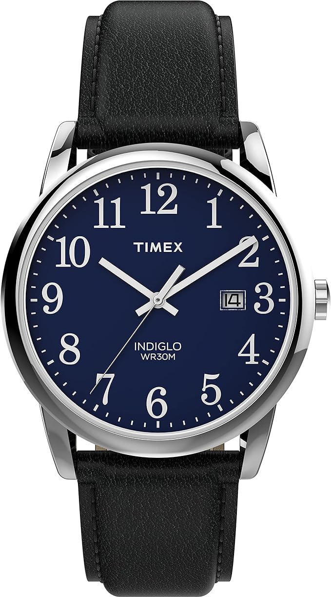 Timex Herrenuhr Easy Reader mit Lederarmband (Blau)