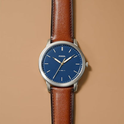 Fossil Minimalist Herrenuhr mit Lederarmband