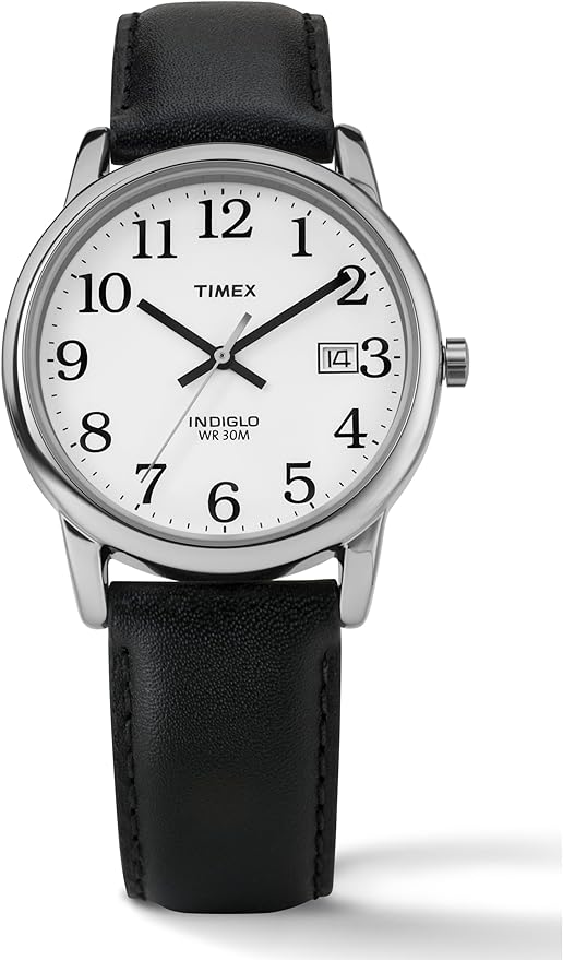 Timex Men's Easy Reader Watch with Leather Band (White)